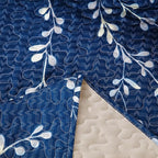 Exclusivo Mezcla 50"x 60" Quilted Throw Blanket- Microfiber Quilt Throw with Floral Pattern, Reversible Navy Versatile Lap Quilt for All Seasons, Lightweight Throws for Bed/Couch/Sofa