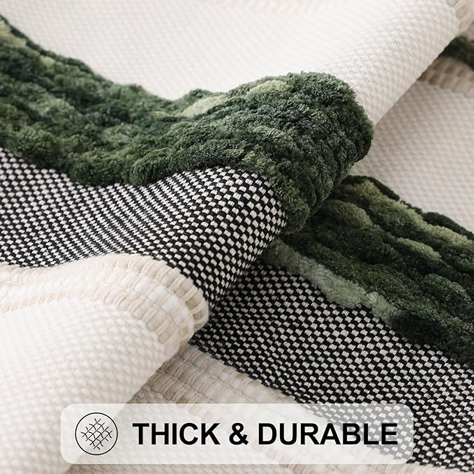 Simmore Boho Decorative Throw Pillow Covers 18x18 Set of 2, Tufted Farmhouse Pillow Covers with Tassels for Cozy Bohemian Couch Sofa Bedroom Home Decor, Green