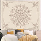 Accnicc Boho Floral Mandala Tapestry for Bedroom Bohemian Butterfly Flower Tapestry Aesthetic Wall Art Large Beige Hippie Indian Tapestries Wall Hanging for Living Room Dorm Decor 80 x 60 Inch