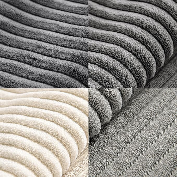 MIULEE Neutral Grey Decorative Throw Pillow Covers 20x20 Inch Set of 4 Modern Farmhouse Corduroy Cushion Cases Striped Patchwork Pillow Cases for Couch Sofa Bedroom Home Decor