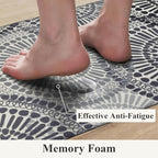 HEBE Cushioned Kitchen Mats for Floor Set of 2, Non Slip Anti Fatigue Kitchen Rugs and Mats, Floral Waterproof Comfort Foam Standing Mat Floor Carpet for Kitchen,Home Office,Sink,Laundry