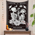 Naykow Skull Tapestries Black and White Skeleton Gothic Grunge Dark Witchy Wall Hanging Decor Tapestry for Bedroom Aesthetic Alt Room (40x60 inches vertical)