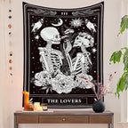 Naykow Skull Tapestries Black and White Skeleton Gothic Grunge Dark Witchy Wall Hanging Decor Tapestry for Bedroom Aesthetic Alt Room (40x60 inches vertical)