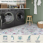 Lahome Purple Floral 5x7 Area Rugs, Boho Rugs for Bedroom Girls,Vintage Living Room Rug Non Slip Low Pile Ultra-Thin Large Carpet for Farmhouse,Dining Room,Kids,Nursery Nina(5'X7',Purple/Grey)