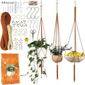 Macrame Kits for Beginners, 3 Set of Plant Hangers DIY Kit: Braided Polyester Ropes 50yds*5mm Burnt Orange, 20yds*2mm Ivory, 60+Pcs Supplies with Step-by-Step Easy Instructions (ORIV)