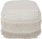 REDEARTH · UNSTUFFED Pouf Ottoman Cover Boho Textured Storage Cube Poof, Farmhouse Accent Pouffe Footrest for Living Room, Bedroom, Nursery, kidsroom, Nook; 100% Cotton (18x18x18; Natural)