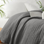 PHF 100% Cotton Muslin Throw XL Blanket Large 50" x 70", 4-Layer Lightweight Gauze Throw, Breathable Cloud-Soft Minimalist Blanket for Bed, Couch, Camping & Baby, Greyish Black, Ideal Gift