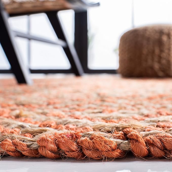 SAFAVIEH Natural Fiber Collection Accent Rug - 3' x 5', Orange & Natural, Handmade Boho Diamond Tassel Jute, Ideal for High Traffic Areas in Entryway, Living Room, Bedroom (NF266B)