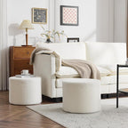 Bezseller Soft Boucle Pouf Ottoman, Comfortable Foot Rest, Full Foam Filling Footstool for Living Room, Bedroom, Lightweight Comfort and Charm Floor Poof Seating Perfect to Rest Your Feet, Beige