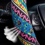 SEG Direct Steering Wheel Cover Handwoven Flax with Geometric Patterns, Anti-Slip & Breathable, Ethnic Style Steering Wheel Protector, Fits 14.5" - 15.25" Wheels