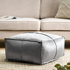 GDFStudio Modern Glam Velvet Square Pouf Ottoman Foot Stool - Bean Bag Floor Chair - Foot Rest Couch for Living Room Bedroom,Smoke,24" x 24" x 12"