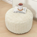 Unstuffed Ottoman Pouf Round Foot Rest Poof Ottoman No Filler Floor Foot Stool Pouf Bean Bag Cover with Storage for Living Room Bedroom