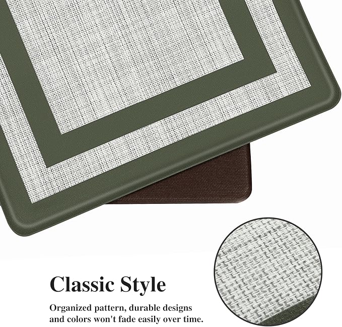 Mattitude Kitchen Mats Set of 2 Cushioned Rugs Anti-Fatigue Mats for Kitchen Floor,Waterproof Non-Slip Mats and Rugs Set for Office,Floor,Laundry 17.3"×29"+17.3"×59",Green