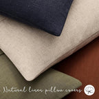 Decorative Linen Throw Pillow Covers 24x24 Set of 2 Solid handcrafted Striped Cushion Covers for Bed Soft Modern Farmhouse Neutral Pillowcase for Couch Bedroom Living Room Home Decor(Olive Green)