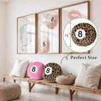 Dripykiaa Cheetah 8 Ball Throw Pillow, 14" Leopard Print 8 Ball Pillow Round Plush Decorative Cushion, Soft Trendy Throw Pillow for Bedroom & Living Room, Modern Aesthetic Home Decor for Women & Teens