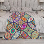 Boho Floral Throw Blanket Bohemian Colorful Mandala Flowers Print Theme Blanket for Sofa Bed Couch Chair Or Dorm 70"x80"