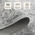 6x9 Area Rugs for Living Room Bedroom, Large Washable Rug, Grey Vintage Abstract Boho Rug, Non Slip & Low Pile Faux Wool Carpet for Indoor Dining Room, Farmhouse and Kids Room(Grey 6x9ft)