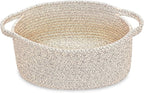 ABenkle Small Woven Basket 12"x 8"x 5" - Rope Room Shelf Storage, Cat Dog Toys Chest Box, Decorative Empty Gift With Handles - All Mixed Brown