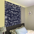 SVBright Navy Blue Reading Tapestry 51Wx59H Inch Book Lovers Wall Hanging Boho Floral Flower Fabric Butterfly Minimalist Modern Simple Line Sketch Home Decor Art for Living Room Bedroom Dorm