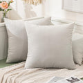 MIULEE Velvet Throw Pillow Covers 18x18 Inch, Pack of 2 - Greyish White, Soft Solid Decorative Pillow Covers Cushion Cases Modern Luxury Home Decor for Spring Couch Sofa Bedroom Livingroom