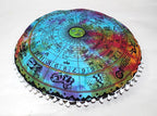 CRAFT KALA 32" Round Large Round Bohemian Floor Pillow Pouf Cover Mandala Meditation Room Pillow Cover for Adults Boho Seating Poufs Cushion Cover for Kids Playroom Multi Zodiac