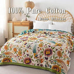Boho Blanket for Bed 100% Cotton Bohemian Throw Blankets Ultra Soft Woven Muslin Decorative Blankets All Seasons Vintage Quilt Knitted Blanket for Sofa Chair(Beige, 60"x80")
