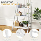 Bamboo Bookshelf 3-Tier Ladder Shelf, 39.4” Freestanding Open Bookcase Book Shelf Bathroom Storage Shelf Unit Plant Stand for Small Space, Living Room, Bedroom, Home Office, White