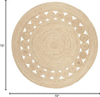SAFAVIEH Area Rug 6' Round - Natural Fiber Collection - Ivory, Handmade Jute, Boho Farmhouse Braided Design (NF364B)