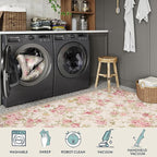 Lahome Floral Washable Rugs 5x7,Rugs for Living Room Boho Area Rug,Vintage Rugs for Bedroom Girls Non Slip Low Pile Ultra-Thin Large Carpet for Farmhouse,Dining Room,Kids Playroom Nina (5'X7',Beige)