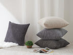 Topfinel Euro Shams Decorative Throw Pillows Covers for Bedroom,Large Cream Grey Fluffy Corduroy Western Home Decor Cushion Cases,Soft Neutral Gray Shams Set of 4 26x26 Inch