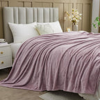 NEWCOSPLAY Super Soft Twin Blanket Light Purple Premium Silky Flannel Fleece Leaves Pattern Lightweight Bed Blanket All Season Use (Light Purple, Twin(60"x80"))