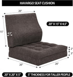 HAVARGO Recliner Cushions for Elderly with Lumbar Support, Patent Design 20x20x5 Inch Thick Chair Cushion Soft Tufted Dual Layer Booster Seat Cushions for Seniors Recliner Risers Taupe 1 Set