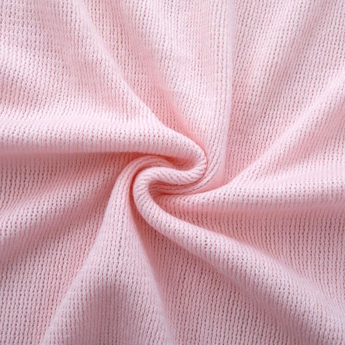 Vonty Pink Knitted Blanket with Tassels Fringe 50" x 60", Super Soft Knit Throw Blanket, Farmhouse Decorative Lightweight Blanket for Couch, Sofa, Bed