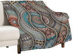 Colorful Bohemian Throw Blanket Vintage Floral Mandala Flower Aztec Boho Blanket for Sofa Bed Couch Chair Or Dorm 70"x80"