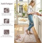 LEEVAN Anti Fatigue Mats for Kitchen Floor Non-Slip, Cushioned Kitchen Mats for Floor 2 Piece, Pink Memory Foam Kitchen Mat Set, Waterproof Ergonomic Standing Mat for Bar, Office,Desk, Laundry