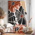 Boho Floral Blanket, Retro Abstract Flower Botanical Throw Blankets Gifts for Bed Couch Bedroom Living Room Home Decor, Boho Home Room Bedroom Decor, 50x60 Inches