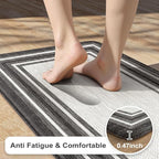 KIMODE Anti Fatigue Kitchen Mats,Non Slip Farmhouse Kitchen Rugs Sets 2 Piece,Waterproof Kitchen Mat for Floor,Cushioned Standing Mat for Office,Laundry,Sink,Desk,Black and Grey