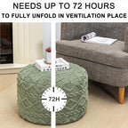 Round Pouf Ottoman Stuffed 20x12 Inches Floor Pouf Chair for Living Room Bedroom Modern Foam Pouf Ottoman Foot Rest for Couch Home Decor Pouffe Sage Green