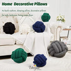 Uvvyui Knot Pillow Ball, Soft Home Decorative Pillows, Round Throw Pillow, Handmade Knotted Plush Pillow, Round Boucle Pillow Cushion (8.6 Inches Dark Green)