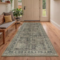 Lessymo Runner Rugs 2x6 ft, Vintage Brown Machine Washable Rug for Hallway Kitchen Bedroom, Non Slip Low Pile Soft Long Area Rug, Distressed Boho Floral Accent Carpet