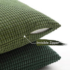 MIULEE Natural Green Pillow Covers 18x18 Inch Set of 4 Spring Modern Nordic Neutral Throw Pillows Forest Inspired Soft Corduroy Summer Couch Pillowcases Home Decor for Sofa Living Room Bed