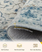 Area Rugs 2'6''x5' Runner Rug Non Slip Washable for Kitchen Hallway Bedroom Beside Laundry Room Bathroom Rug, Floor Carpet, Light Blue Navy Beige Gray White