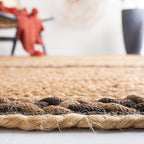 SAFAVIEH Natural Fiber Collection Area Rug - 6' x 9', Natural & Brown, Handmade Stripe Boho Farmhouse Rustic Braided Jute, Ideal for High Traffic Areas in Living Room, Bedroom (NFB262T)
