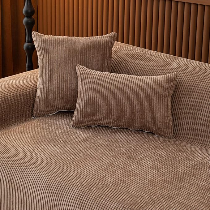 ROOMLIFE Sofa Cover, Boho Couch Cover for 3 Cushion Sofa, Non Slip Chenille Sofa Slipcovers for Dog, Washable Furniture Sofa Protector Cover with Tassel for Living Room, 71''X118”
