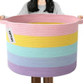 65L Large Blanket Basket,19.7" L x 19.7" W x 13" H Rope Woven Baskets with Handles, Toys Storage Bins,Laundry Basket Perfect for Living Room, Nursery,Bedroom,Home Organization,Colorful