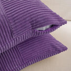 Fancy Homi 2 Packs Purple Samll Decorative Throw Pillow Covers 14x14 Inch with for Couch Bed Sofa, Rustic Farmhouse Boho Home Decor, Soft Corss Patchwork Corduroy Square Cushion Case 35x35 cm