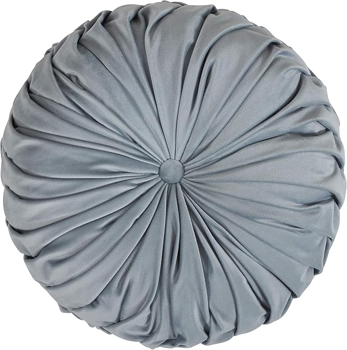 SARO LIFESTYLE Round Velvet Pintucked Poly Filled Throw Pillow (Set of 2)