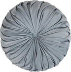 SARO LIFESTYLE Round Velvet Pintucked Poly Filled Throw Pillow