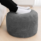 Unstuffed Pouf Ottoman Cover Handmade Footstool Ottoman Storage Solution Floor Pouf Footrest Cushion 20Diameterx12Height Inches for Living Room Wedding Dark Gray