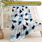 Cute Stingray Fleece Blanket - Lightweight Soft Cozy Gifts Throw for Marine Life Lovers, Kids,Women,Manta Ray Blankets,Elegant Ocean-Inspired Design,Home Room Modern Decor 50x60in